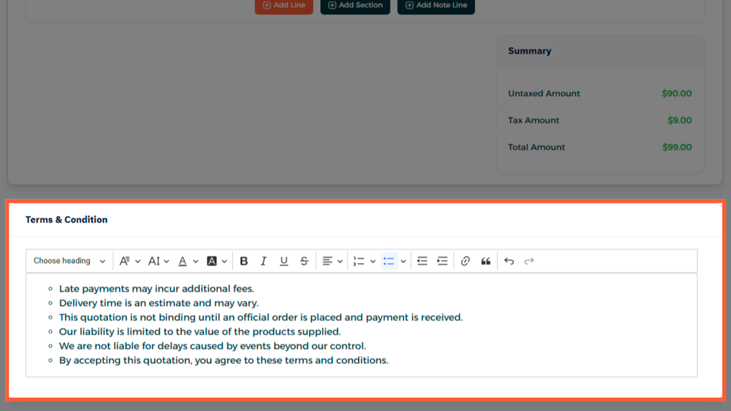 Step 4 - Add Terms Conditions