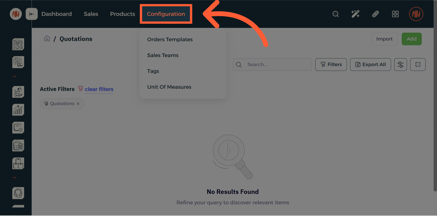 Step 1 - Go to Quotation Templates